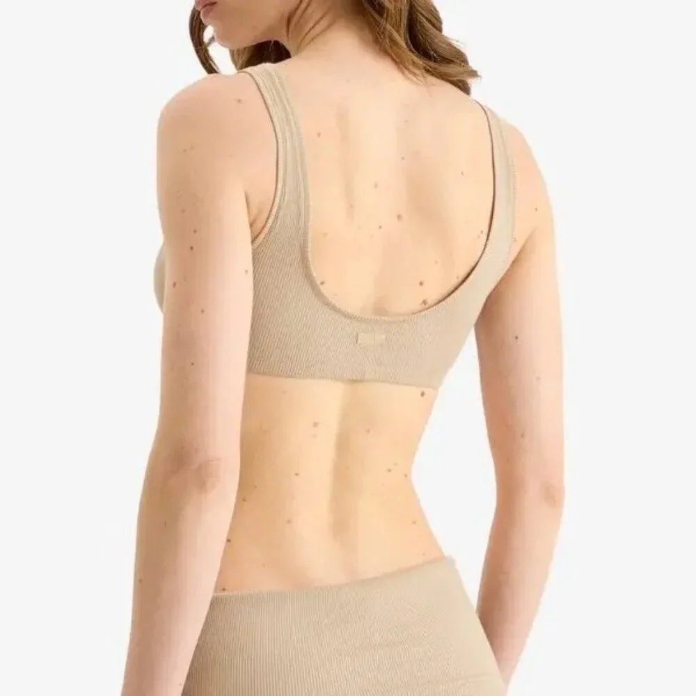 SKIMS Cotton Rib Bralette Latte Size Medium NWT - Picture 4 of 9